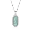 PENDENTIF EN ARGENT RHODIÉ SERTIS DpiAMAZONITE ET DE CUBIQUES ZIRCONIAS