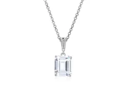 PENDENTIF EN ARGENT RHODIÉ SERTI DpiUN CUBIQUE ZIRCONIA AVEC CHAINE ROLO