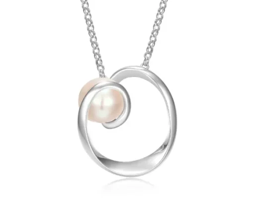 PENDENTIF EN ARGENT RHODIÉ SERTI DpiUNE PERLE DpiEAU DOUCE
