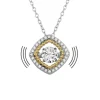 PENDENTIF EN ARGENT RHODIÉ/PVD OR SERTI DpiUN CUBIQUE ZIRCONIA DANSANT ET DE CUBIQUES ZIRCONIAS