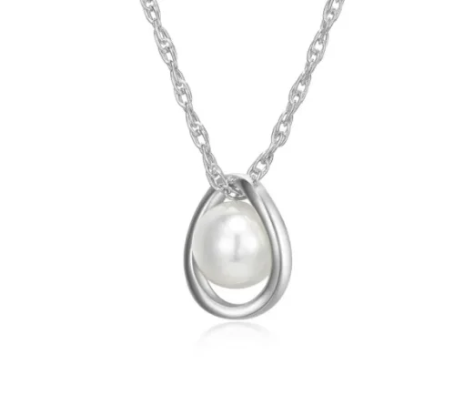PENDENTIF EN ARGENT RHODIÉ SERTI DpiUNE PERLE DpiEAU DOUCE