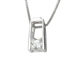 PENDENTIF EN ARGENT RHODIÉ SERTI DpiUN CUBIQUE ZIRCONIA PRINCESSE