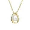 PENDENTIF EN ARGENT/PVD OR SERTI DpiUNE PERLE DpiEAU DOUCE