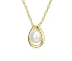 PENDENTIF EN ARGENT/PVD OR SERTI DpiUNE PERLE DpiEAU DOUCE
