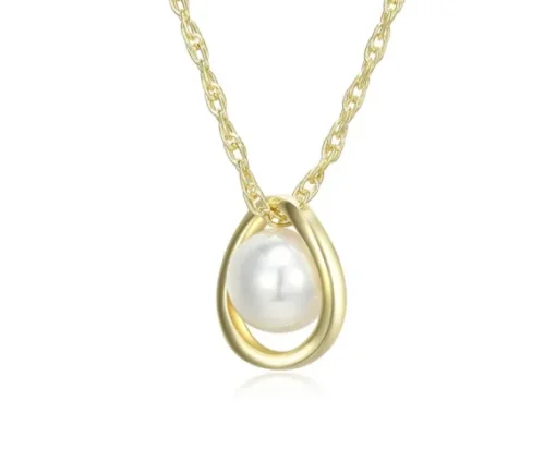 PENDENTIF EN ARGENT/PVD OR SERTI DpiUNE PERLE DpiEAU DOUCE