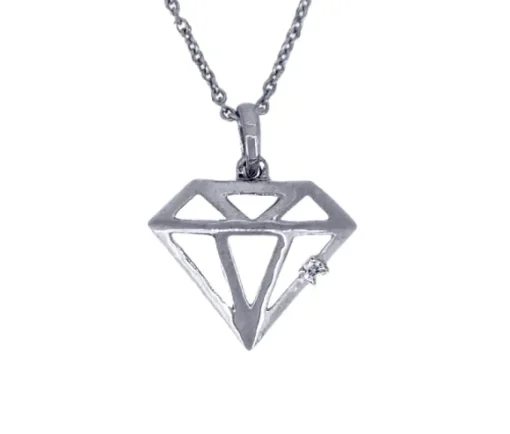 PENDENTIF EN OR À MODÈLES AJOURÉS VARIÉS SERTI DpiUN DIAMANT
