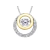 PENDENTIF EN OR 2 TONS ROSE SERTI DpiUN DIAMANT CANADIEN DANSANT ET DE DIAMANTS