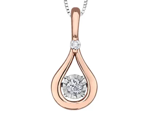 PENDENTIF EN OR 2 TONS ROSE SERTI DE DIAMANTS