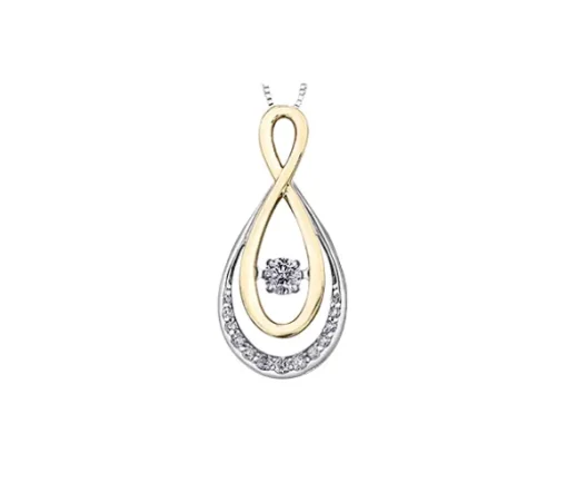 PENDENTIF EN OR 2 TONS SERTI DpiUN DIAMANT CANADIEN DANSANT ET DE DIAMANTS