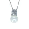 PENDENTIF EN OR BLANC SERTI DpiUNE PERLE DpiEAU DOUCE ET DE DIAMANTS