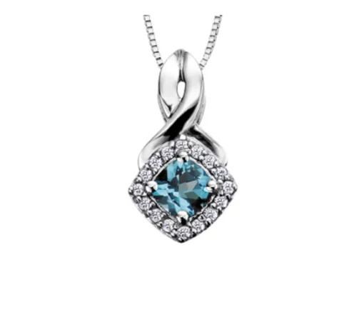 PENDENTIF EN OR BLANC SERTI DE PIERRES DE NAISSANCE VARIÉES ET DE DIAMANTS