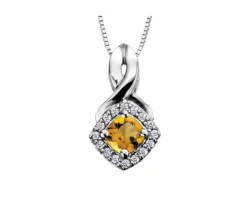 PENDENTIF EN OR BLANC SERTI DE PIERRES DE NAISSANCE VARIÉES ET DE DIAMANTS