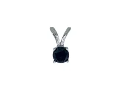 PENDENTIF EN OR BLANC SERTI DpiUN DIAMANT NOIR