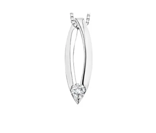 PENDENTIF EN OR BLANC SERTI DpiUN DIAMANT