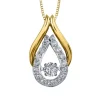 PENDENTIF EN OR 10K 2 TONS SERTI DpiUN DIAMANT CANADIEN DANSANT ET DE DIAMANTS