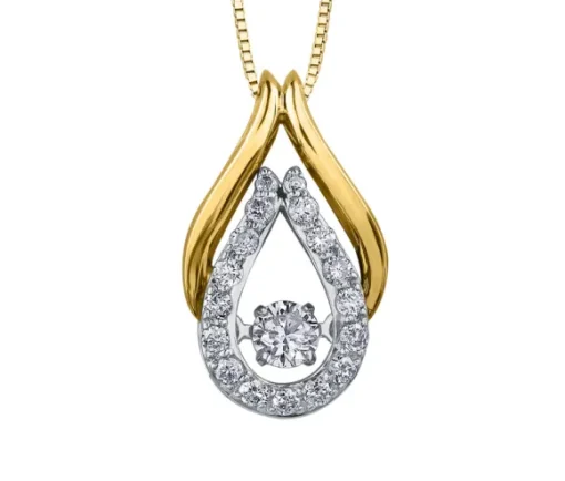 PENDENTIF EN OR 10K 2 TONS SERTI DpiUN DIAMANT CANADIEN DANSANT ET DE DIAMANTS