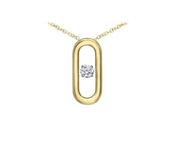 PENDENTIF EN OR 10K 2 TONS SERTI DpiUN DIAMANT DANSANT