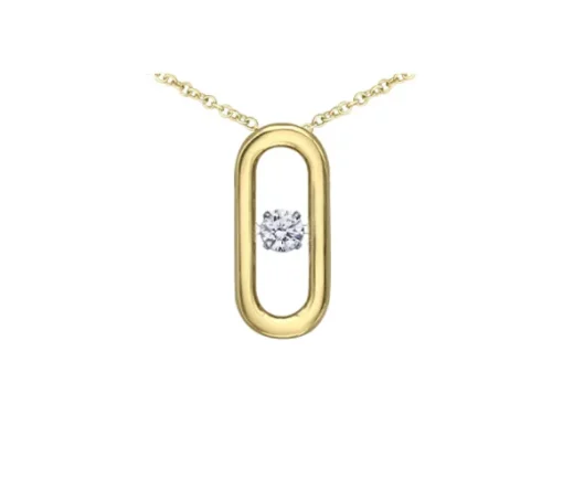 PENDENTIF EN OR 10K 2 TONS SERTI DpiUN DIAMANT DANSANT