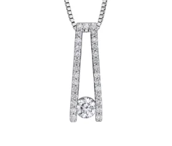 PENDENTIF EN OR 10K BLANC SERTI DpiUN DIAMANT CANADIEN ET DE DIAMANTS