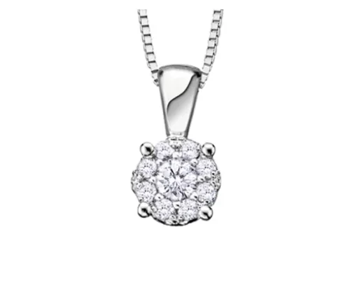 PENDENTIF EN OR 10K BLANC SERTI DE DIAMANTS