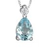 PENDENTIF EN OR 14K BLANC SERTI DpiUNE AIGUEMARINE ET DpiUN DIAMANT CANADIEN