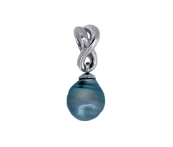 PENDENTIF EN OR 14K BLANC SERTI DpiUNE PERLE DE TAHITI