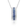 PENDENTIF EN OR 10K BLANC SERTI DE SAPHIRS ET DE DIAMANTS