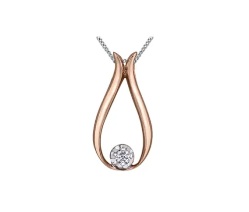 PENDENTIF EN OR 10K SERTI DpiUN DIAMANT CANADIEN