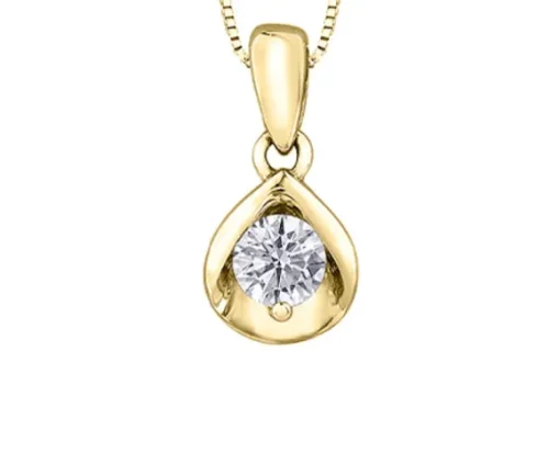 PENDENTIF EN OR 10K SERTI DpiUN DIAMANT CANADIEN