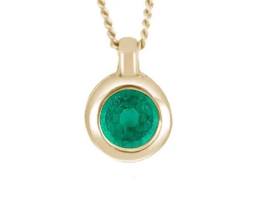 PENDENTIF EN OR 10K SERTI DpiUNE ÉMERAUDE