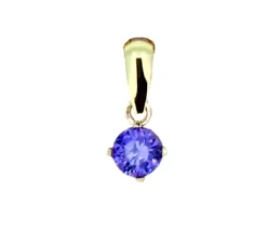 PENDENTIF EN OR SERTI DpiUNE PIERRE DE NAISSANCE SYNTHÉTIQUE VARIÉE