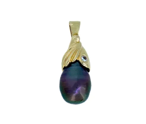 PENDENTIF EN OR SERTI DpiUNE PERLE DE TAHITI ET DpiUN DIAMANT