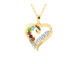 PENDENTIF FAMILIAL EN OR 10K JAUNE ET OR ROSEE OU ROSE SERTI DE PIERRES VÉRITABLES