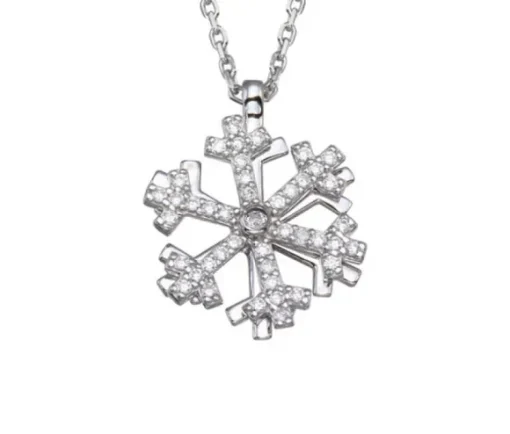 PENDENTIF FLOCON EN ARGENT RHODIÉ SERTI DE CUBIQUES ZIRCONIAS