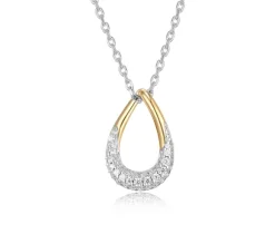 PENDENTIF GOUTTE AJOURÉE EN ARGENT RHODIÉ/PVD OR 2 TONS SERTI DE CUBIQUES ZIRCONIAS