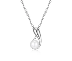 PENDENTIF GOUTTE AJOURÉE EN ARGENT RHODIÉ SERTI DpiUNE PERLE DpiEAU DOUCE