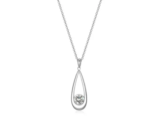PENDENTIF GOUTTE EN ARGENT RHODIÉ SERTI DpiUN CUBIQUE ZIRCONIA