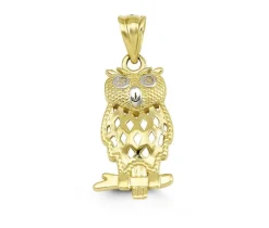 PENDENTIF HIBOU EN OR 10K 2 TONS