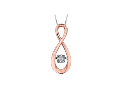 PENDENTIF INFINI EN OR 10K SERTI DpiUN DIAMANT DANSANT