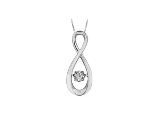 PENDENTIF INFINI EN OR 10K SERTI DpiUN DIAMANT DANSANT