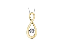 PENDENTIF INFINI EN OR 10K SERTI DpiUN DIAMANT DANSANT