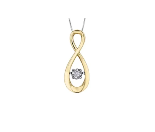 PENDENTIF INFINI EN OR 10K SERTI DpiUN DIAMANT DANSANT