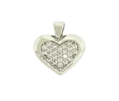 PENDENTIF 10K BLANC COEUR PAVÉ CZ