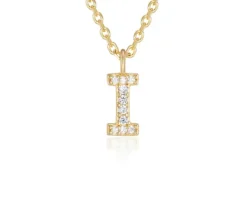 PENDENTIF LETTRE I EN ARGENT/PVD OR SERTI DE CUBIQUES ZIRCONIAS