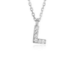 PENDENTIF LETTRE L EN ARGENT RHODIÉ SERTI DE CUBIQUES ZIRCONIAS