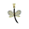 PENDENTIF LIBELLULE EN OR SERTI DE CUBIQUES ZIRCONIAS BLANC ET CHAMPAGNE