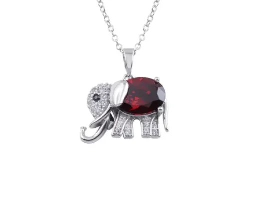 PENDENTIF ÉLÉPHANT EN ARGENT RHODIÉ SERTI DE CUBIQUES ZIRCONIAS