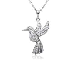 PENDENTIF OISEAU MOUCHE EN ARGENT RHODIÉ SERTI DE CUBIQUES ZIRCONIAS