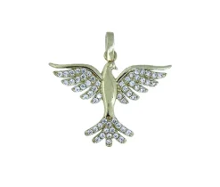 PENDENTIF OISEAU PHÉNIX EN OR SERTI DE CUBIQUES ZIRCONIAS