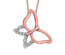PENDENTIF PAPILLON AJOURÉ EN OR SERTI DE DIAMANTS